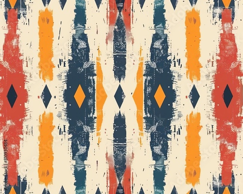 Tribal ikat motifs flat design front view ethnic patterns theme animation Analogous Color Scheme