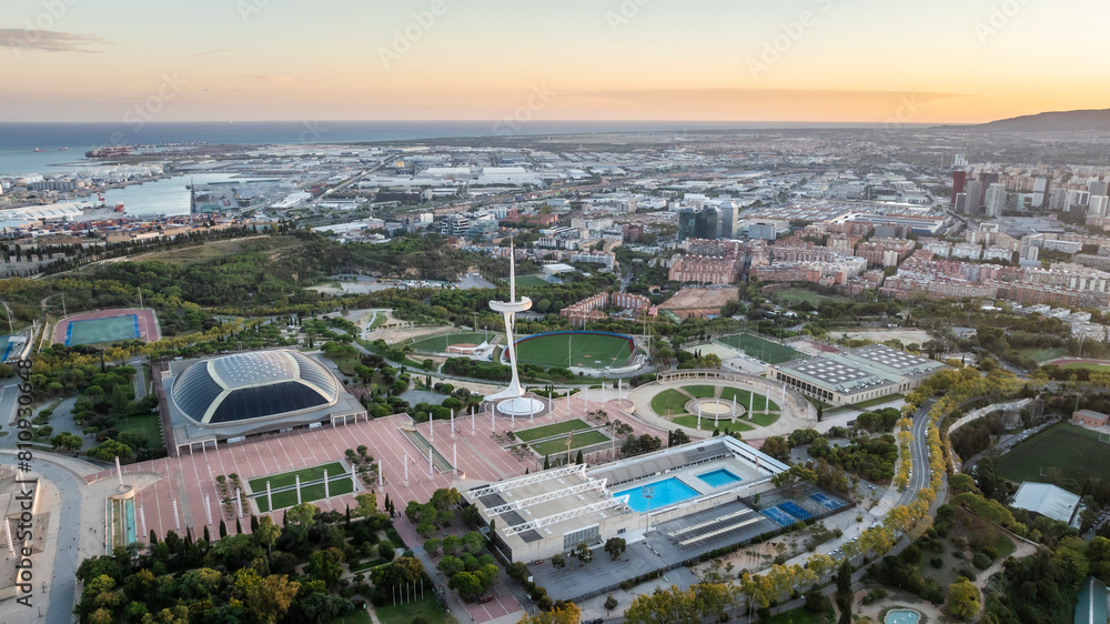 Fototapeta premium Aerial view of Barcelona city. Drone shot.