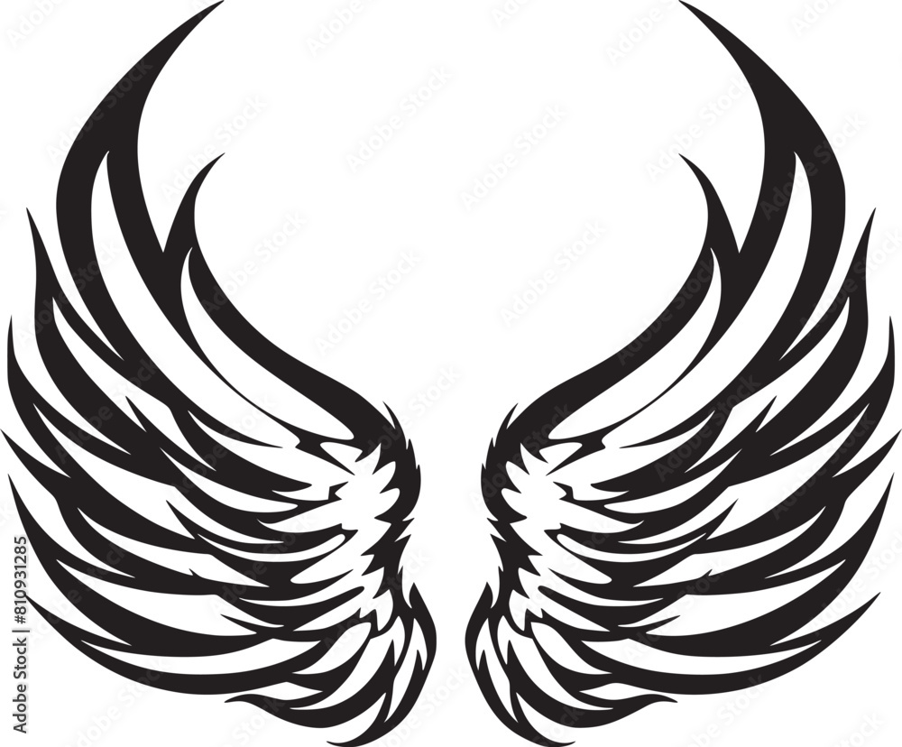 Obraz premium Wings black and white vector