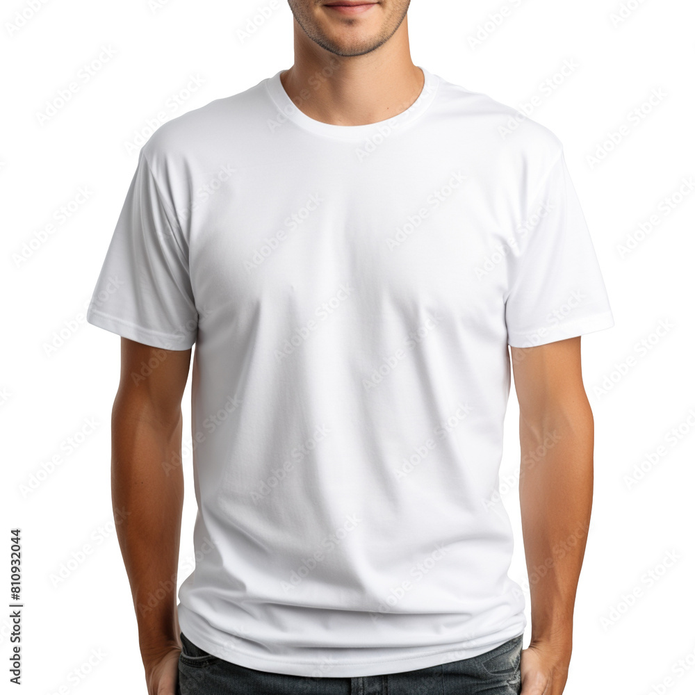 Man Wearing White T-shirt isolated on transparent background Man Wearing White T-shirt isolated on transparent background