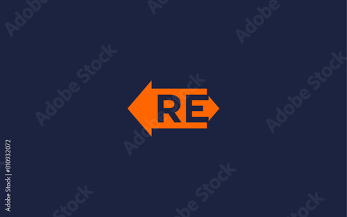 letter re with arrow logo icon design vector design template inspiration