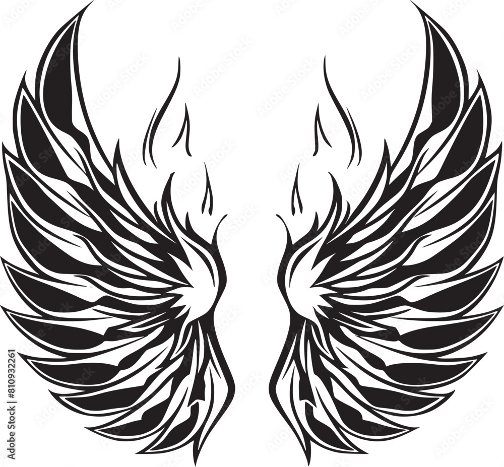 Obraz premium Wings black and white vector