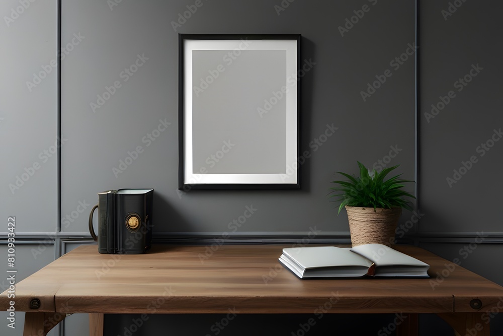 Blank wall art mockup, close-up, vertical blank mockup gray wall theme Blank wall art mockup, close-up, vertical blank mockup gray wall theme