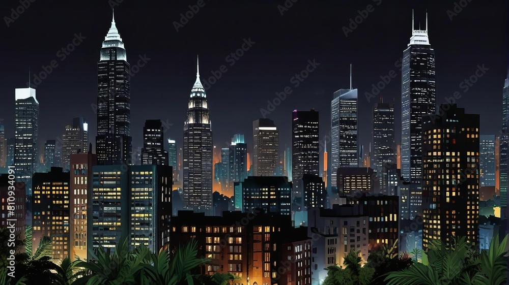Fototapeta premium city building night scene ai gen