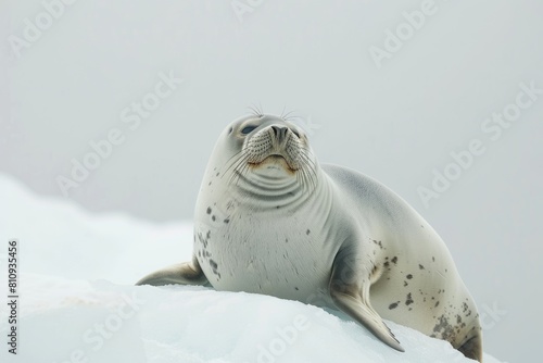 Seal Sitting on Top of Snow-Covered Hill