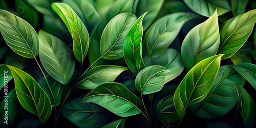 Vibrant Green Botanic Leaves Background Illustrating Growth  Prosperity and Nature s Elegance
