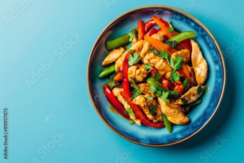 Blue Plate With Chicken and Veggies