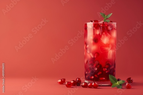 Tall Glass With Ice and Cherries