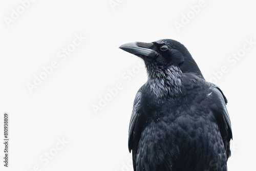 Black Bird Perched on Top of a Tree Branch