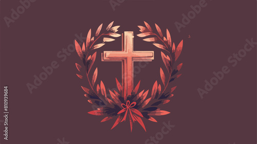 Isolated religion cross and wreath design Vector illustration