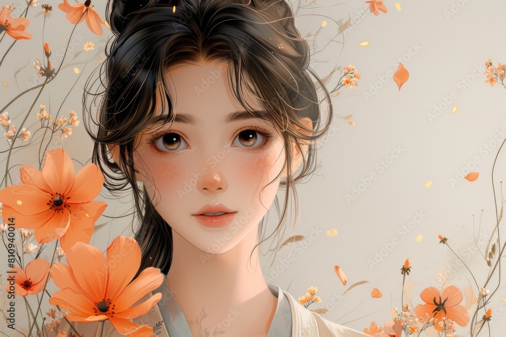 アジア女性の美容イラスト アジア女性の美容イラスト