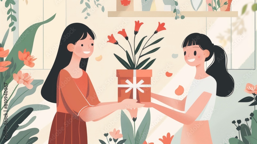 On Mother s Day a daughter joyfully presents a gift box to her incredible mom to celebrate this special occasion Happy Mother s Day to the best mom On Mother s Day a daughter joyfully presents a gift box to her incredible mom to celebrate this special occasion Happy Mother s Day to the best mom