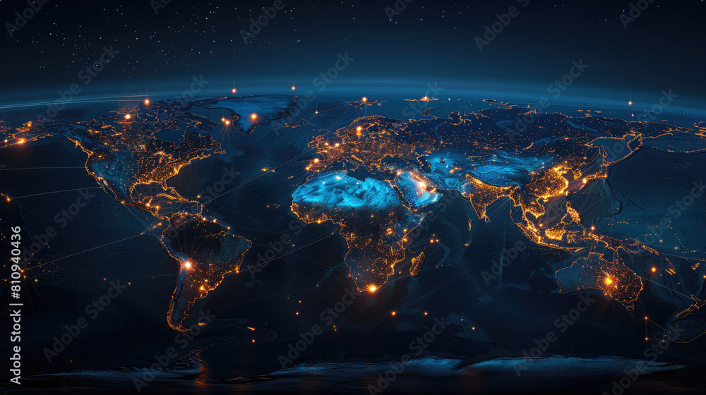 a night time map of world a night time map of world