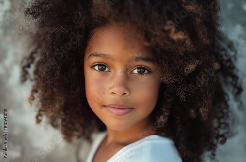 Young girl curly hair portrait