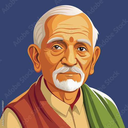 old gujarat with gujarati man with white background 
with old view and turban , indian man , indian , indian man late 90's