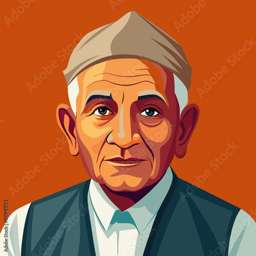 old gujarat with gujarati man with white background 
with old view and turban , indian man , indian , indian man late 90's