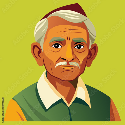 old gujarat with gujarati man with white background 
with old view and turban , indian man , indian , indian man late 90's