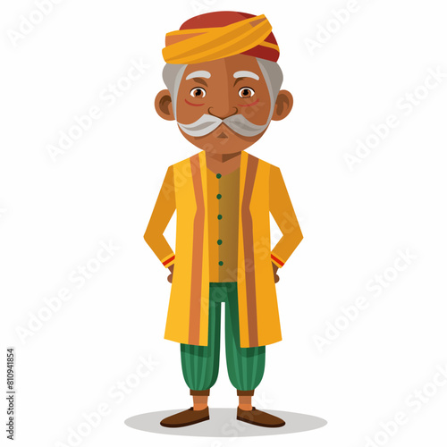 old gujarat with gujarati man with white background 
with old view and turban , indian man , indian , indian man late 90's