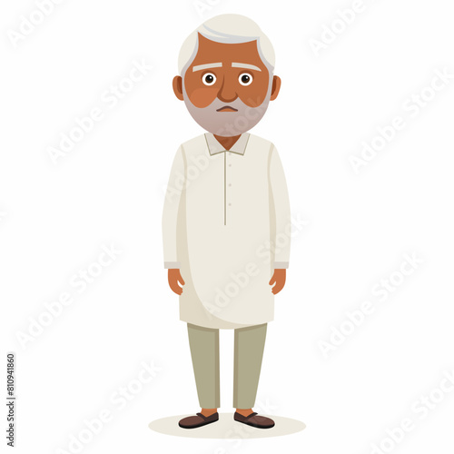 old gujarat with gujarati man with white background 
with old view and turban , indian man , indian , indian man late 90's