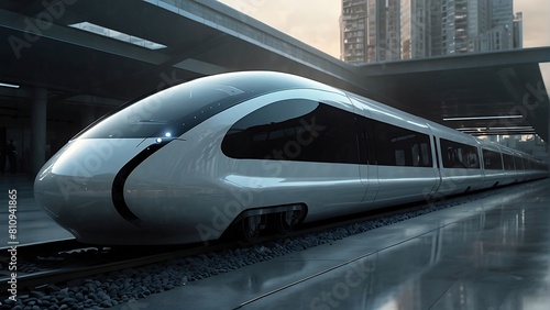 Futuristic Glass Train Racing on Railway Track