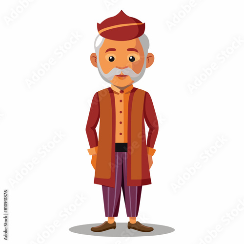 old gujarat with gujarati man with white background 
with old view and turban , indian man , indian , indian man late 90's