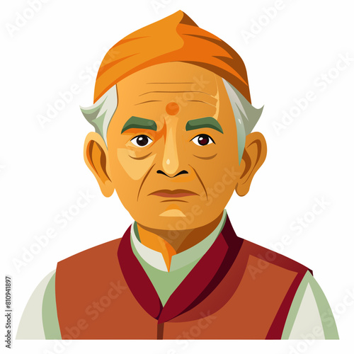 old gujarat with gujarati man with white background 
with old view and turban , indian man , indian , indian man late 90's