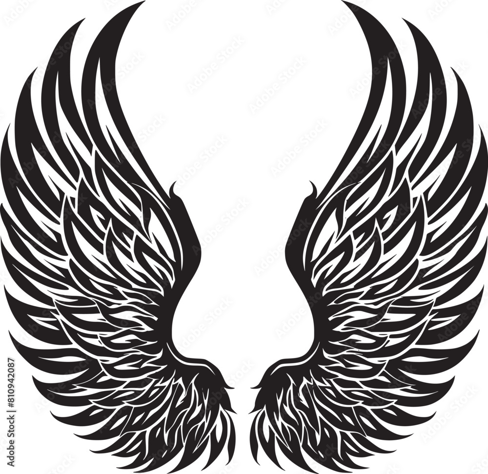 Fototapeta premium Wings black and white vector