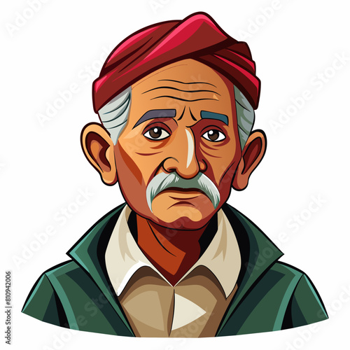 old gujarat with gujarati man with white background 
with old view and turban , indian man , indian , indian man late 90's