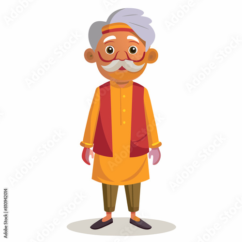 old gujarat with gujarati man with white background 
with old view and turban , indian man , indian , indian man late 90's