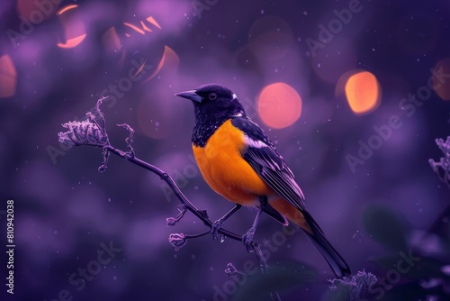 Bird Perched on Snowy Branch © Cool Free Games