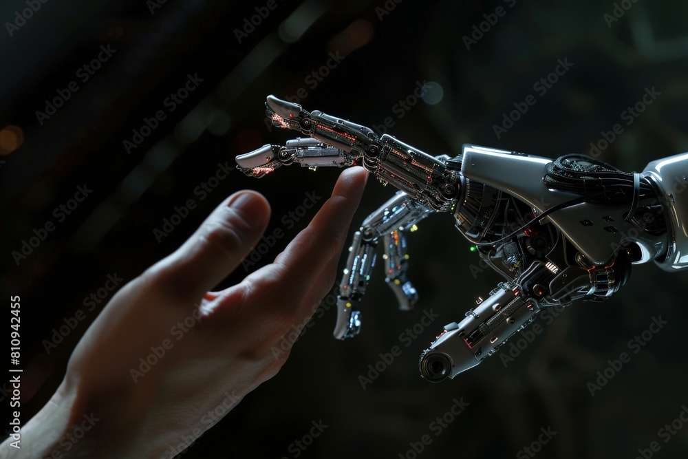 An engineer uses a digital tablet to control a robotic arm in a high-tech industrial environment.. Beautiful simple AI generated image in 4K, unique. An engineer uses a digital tablet to control a robotic arm in a high-tech industrial environment.. Beautiful simple AI generated image in 4K, unique.