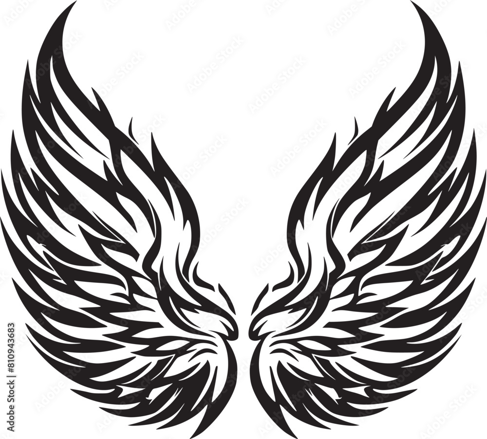 Obraz premium Wings black and white vector