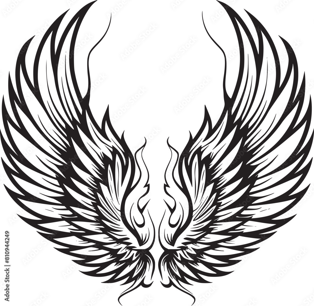 Obraz premium Wings black and white vector