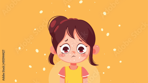 Kid girl crying sad cartoon Vector illustration. Vector