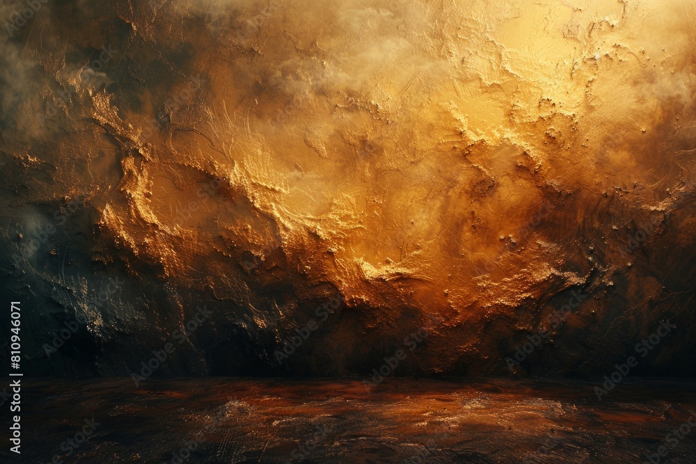 A painting of a cave with smoke rising into the sky A painting of a cave with smoke rising into the sky