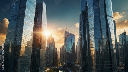Picture of modern skyscrapers of a smart city futuristc photo