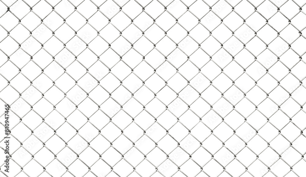 Fototapeta premium Steel chainlink mesh fence isolated on transparent background, png file