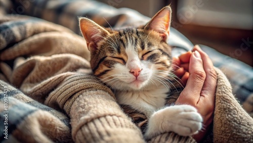 Cute and Cuddly": A heartwarming image of a cuddly cat, its soft fur inviting viewers to reach out and give it a gentle stroke, evoking feelings of warmth and comfort