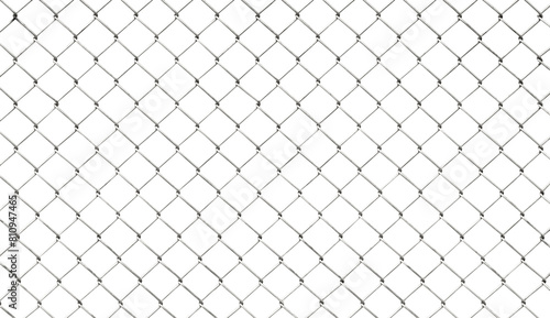 Steel chainlink mesh fence isolated on transparent background, png file