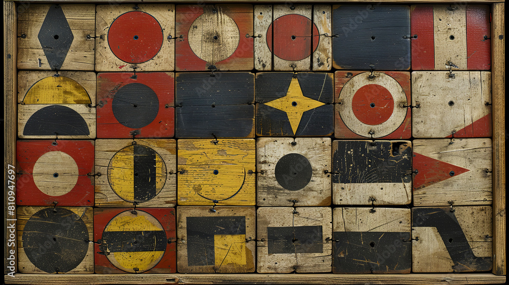 Fototapeta premium A wooden box with many different shapes and colors