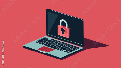 Laptop with padlocked icon Vector illustration. Vector