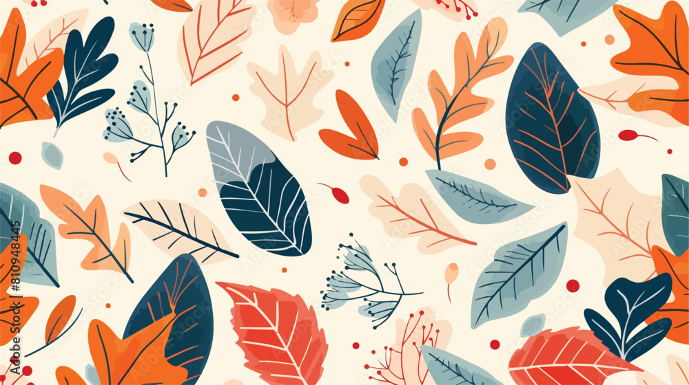 Lovely leaves wallpaper illustration. Vector flat 