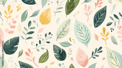 Lovely leaves wallpaper illustration. Vector flat 