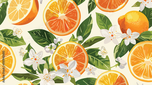 Lemon and orange slices and orange blossom flowers Se