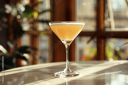 Golden Cocktail in Elegant Glass Sunlit