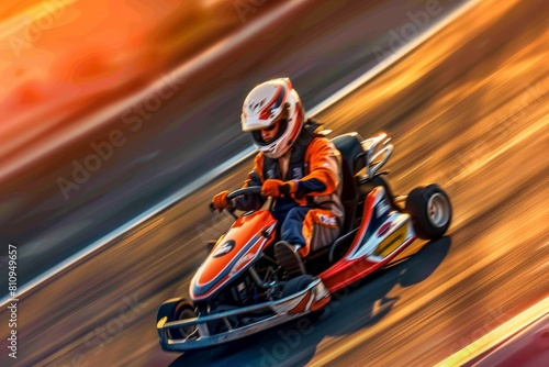 A karting course with cars, turns and finish lines - Generative AI. Beautiful simple AI generated image in 4K, unique.