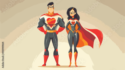 Light color shading caricature full body couple super
