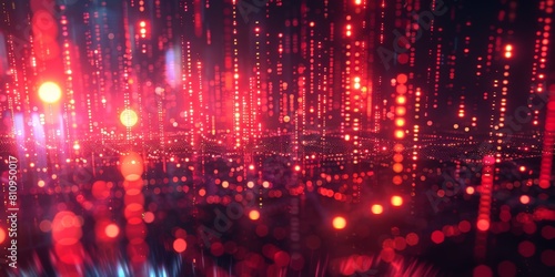 Glowing Red Matrix Digital Landscape