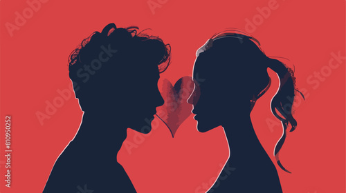 man and woman face with Heart symbol doddle Vector  photo