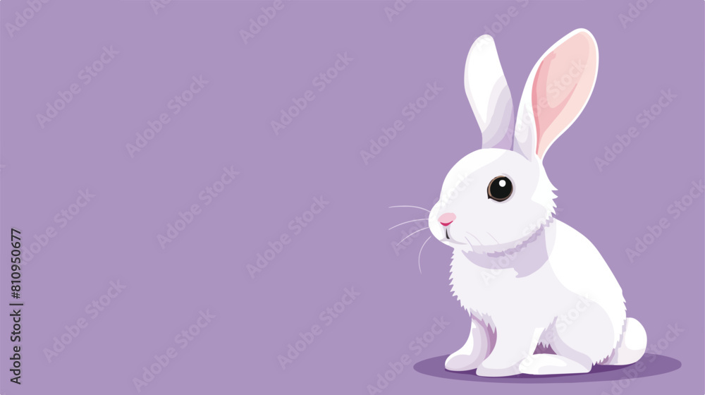 Little bunny poster over purple Vector illustration.